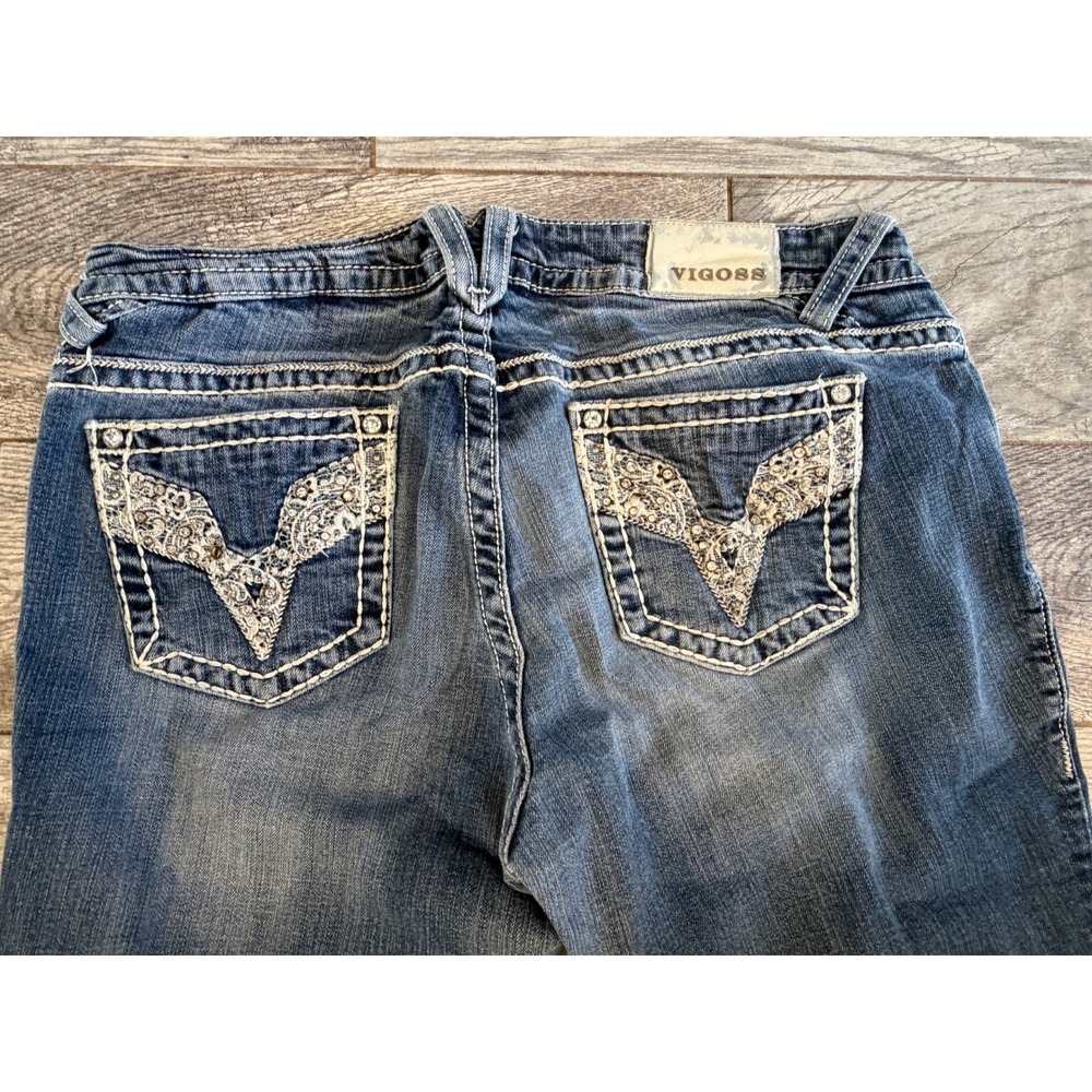 Vigoss Chelsea Capri Jeans 16 x 21 Embellished Distressed Denim 16x21 Jean Crop - Picture 4 of 12